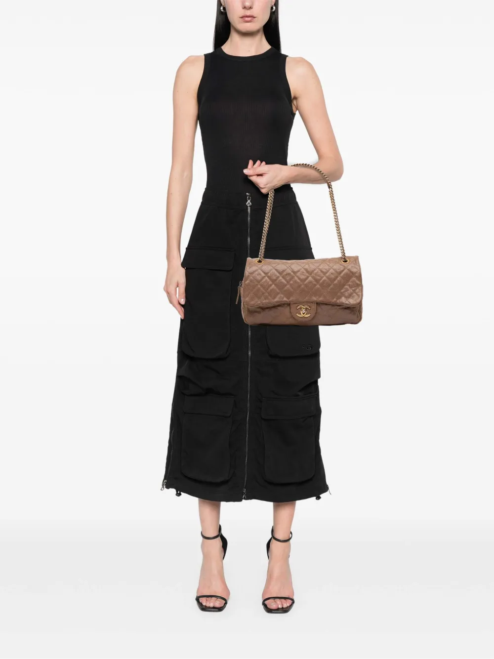 CHANEL Pre-Owned 2012 Large Quilted Caviar Shiva Flap crossbody bag | Pre-Owned | Image 2