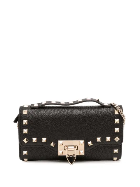 Valentino Garavani Pre-Owned 2000-2017 Pebbled Calfskin Rockstud Flip Lock Wallet On Chain satchel