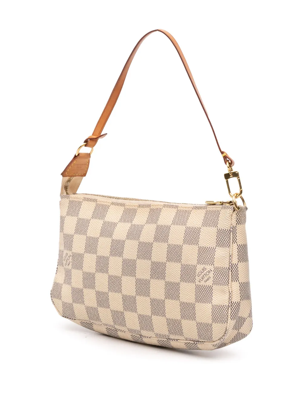 Pre-owned Louis Vuitton 2010 Damier Azur Pochette Accessoires Shoulder Bag In White