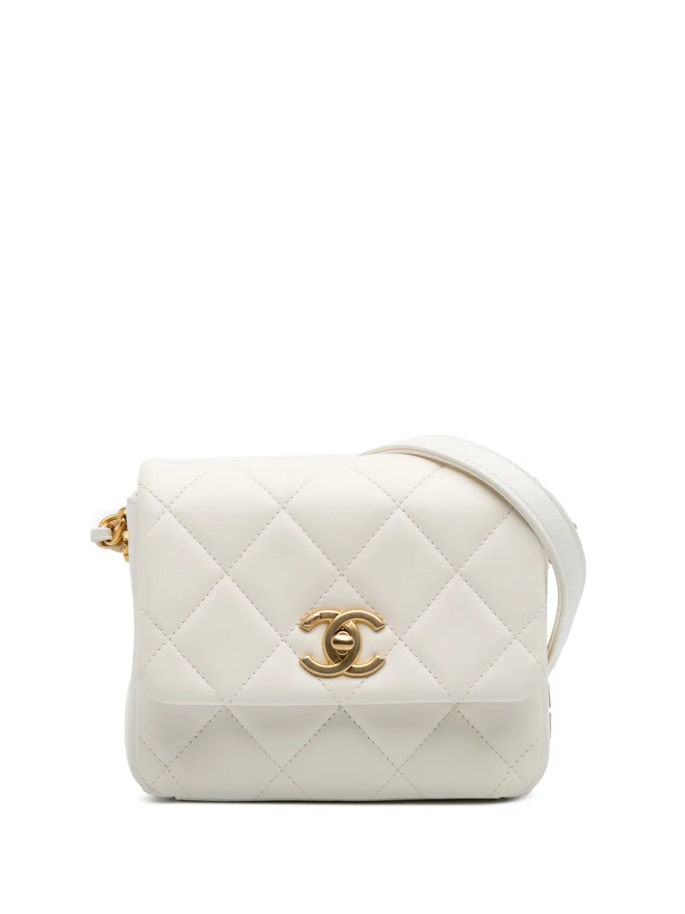 CHANEL Pre-Owned 2021-2025 Mini Quilted Lambskin Side Note Flap CHANEL Pre-Owned 2021-2025 Mini Quilted Lambskin Side Note Flap
