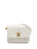 CHANEL Pre-Owned 2021-2025 Mini Quilted Lambskin Side Note Flap crossbody bag - White