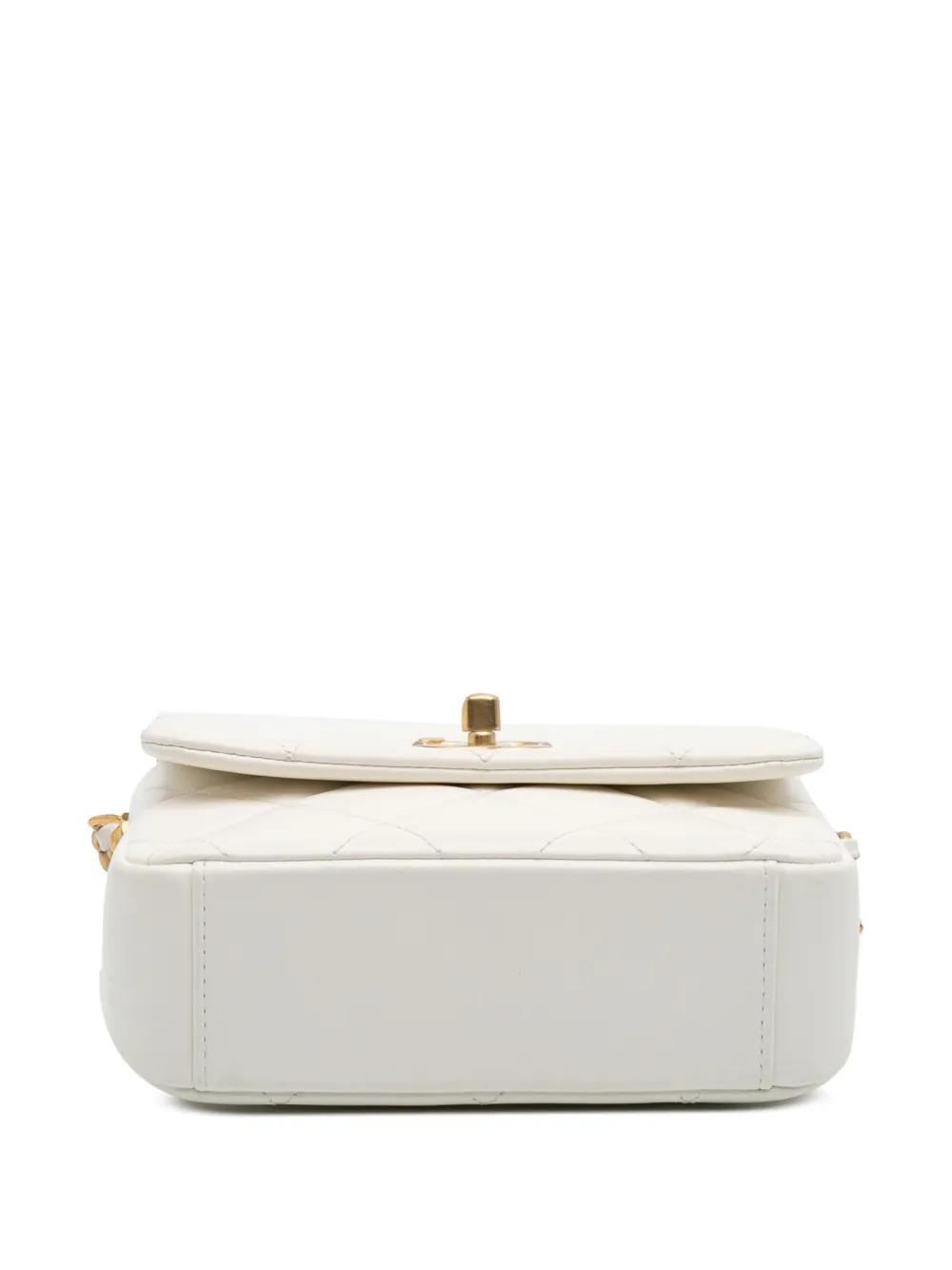Pre-owned Chanel 2021-2025 Mini Quilted Lambskin Side Note Flap Crossbody Bag In White
