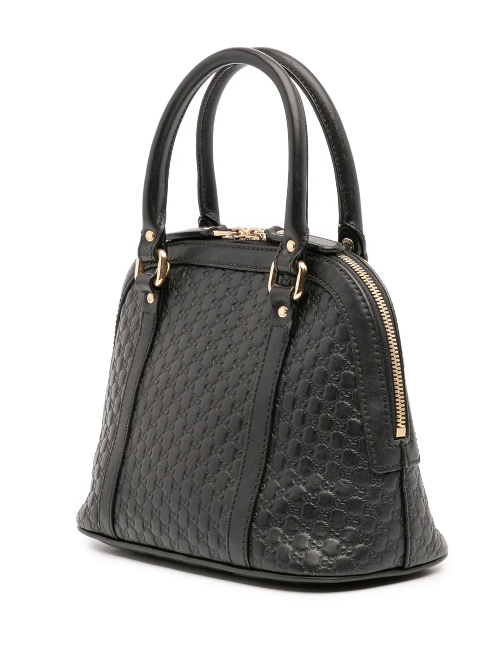 Pre-owned Gucci 2016-2025 Mini Microssima Dome Satchel In Black