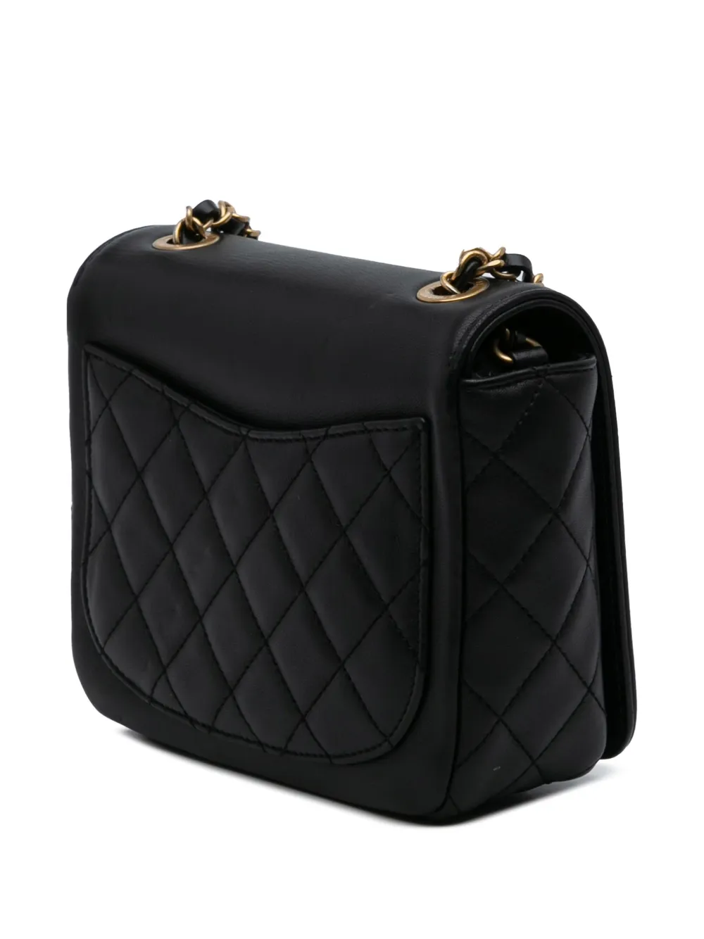 Pre-owned Chanel 2020 Lambskin Lucky Charms Flap Crossbody Bag In Black