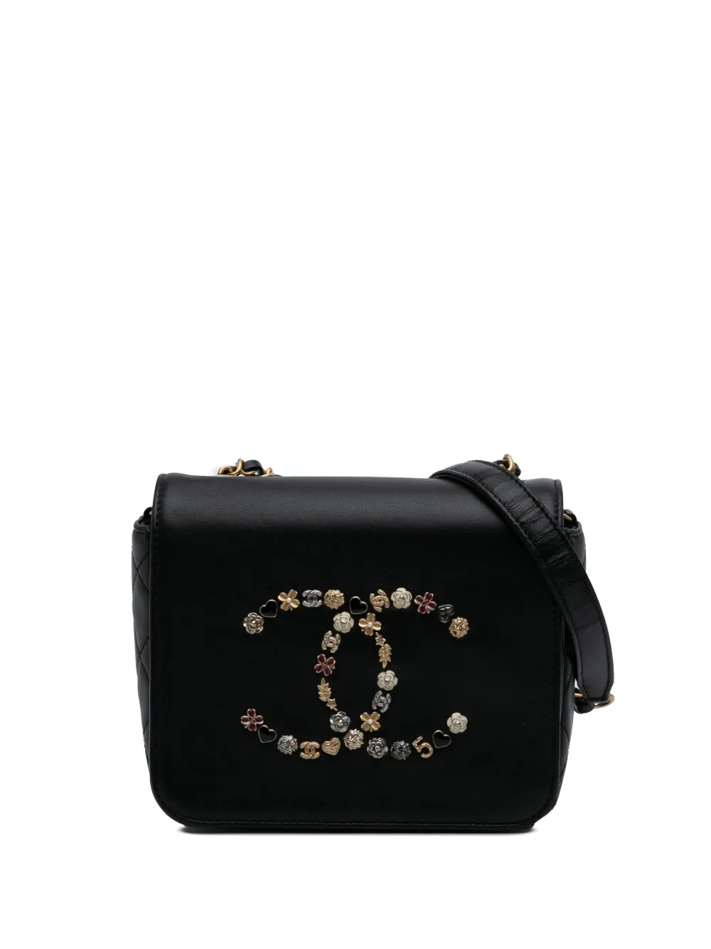 CHANEL Pre-Owned 2020 Lambskin Lucky Charms Flap crossbody bag - ブラック CHANEL Pre-Owned 2020 Lambskin Lucky Charms Flap crossbody bag - ブラック