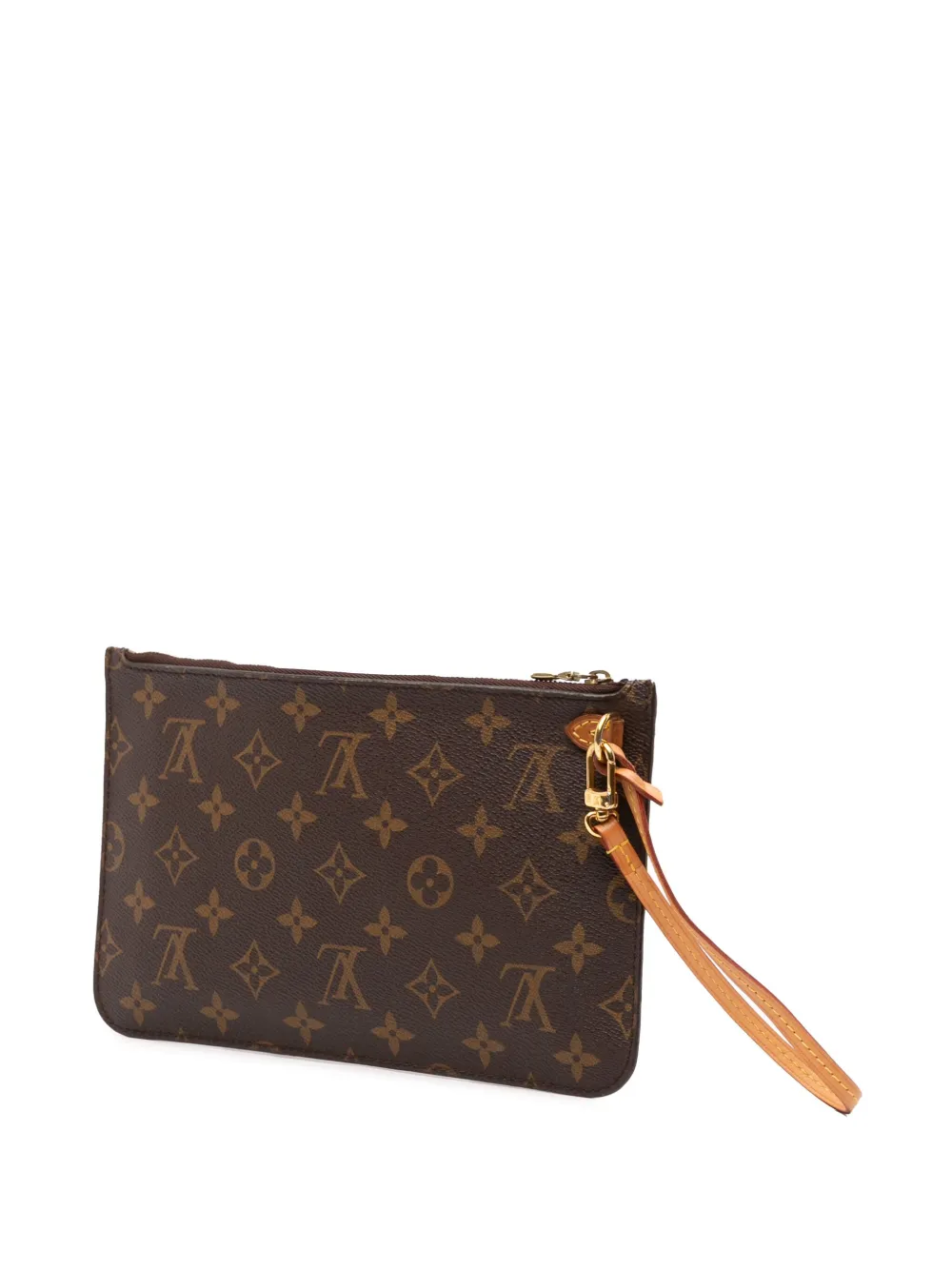 Pre-owned Louis Vuitton 2014 Monogram Neverfull Pouch In Brown