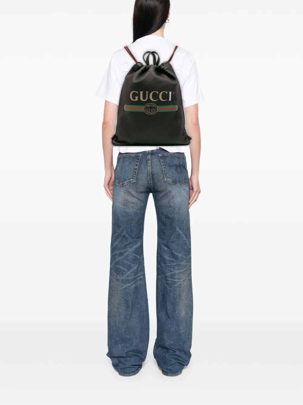 Gucci Pre-Owned 2016-2025 Leather Logo Drawstring backpack | Pre-Owned | Image 2