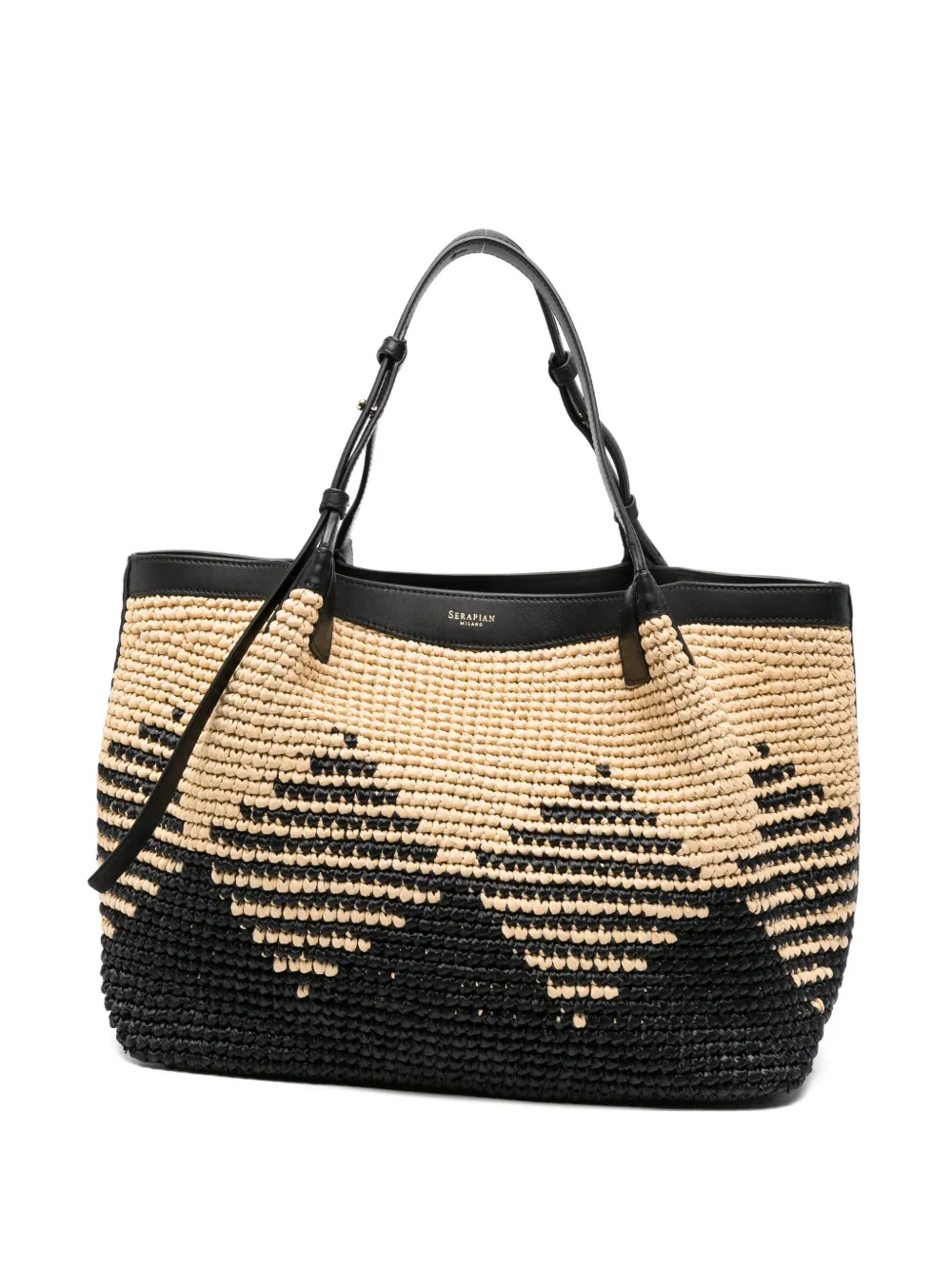 Serapian Secret mosaico raffia tote bag - Toni neutri