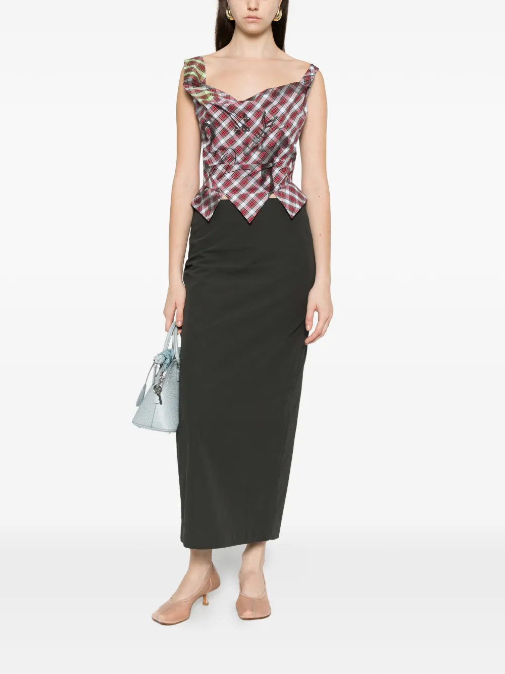 Vivienne Westwood plaid draped top - Rood