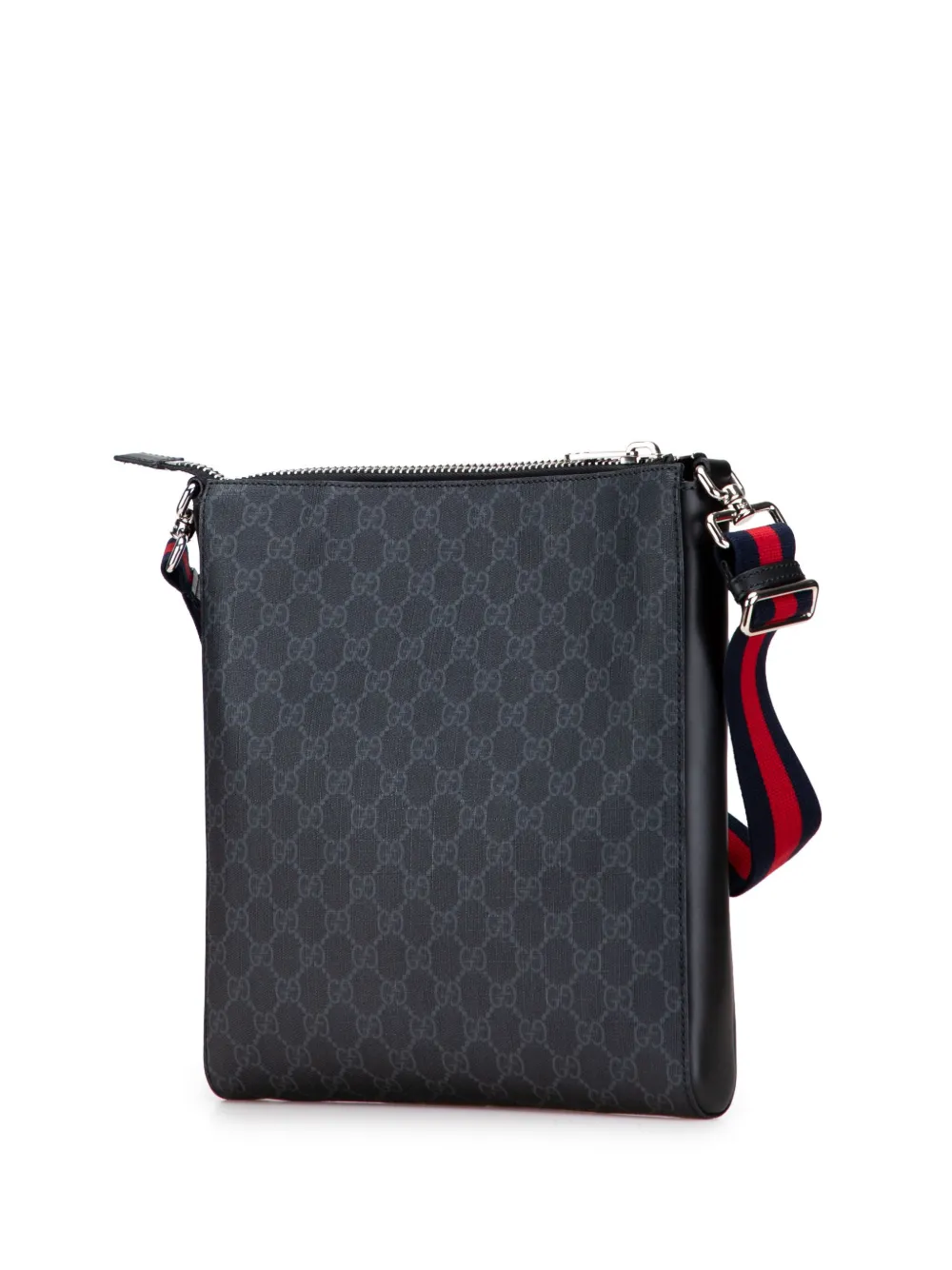 Pre-owned Gucci 2000-2015 Medium Gg Supreme Web Messenger Bag Crossbody Bag In Black