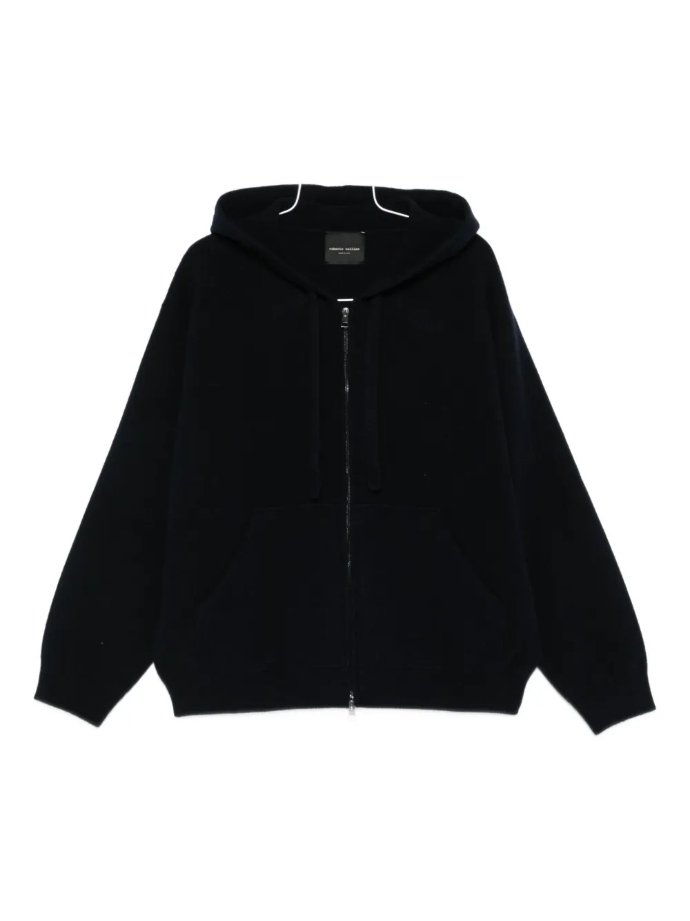 Roberto Collina Blue Sweatshirt With Drawstring Hood And Dropped Shoulders In Wool Man In Blue
