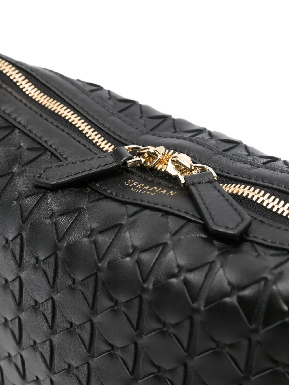 Serapian Small Mosaico Zip Shoulder Bag In Black