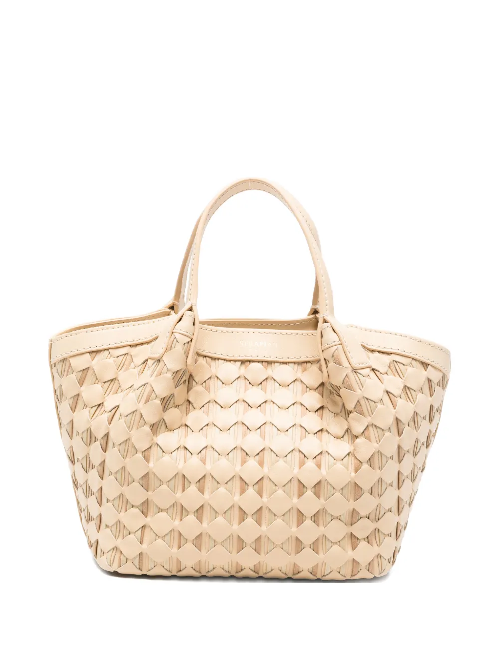 Serapian mini Secret mosaico ribbon tote bag - Toni neutri