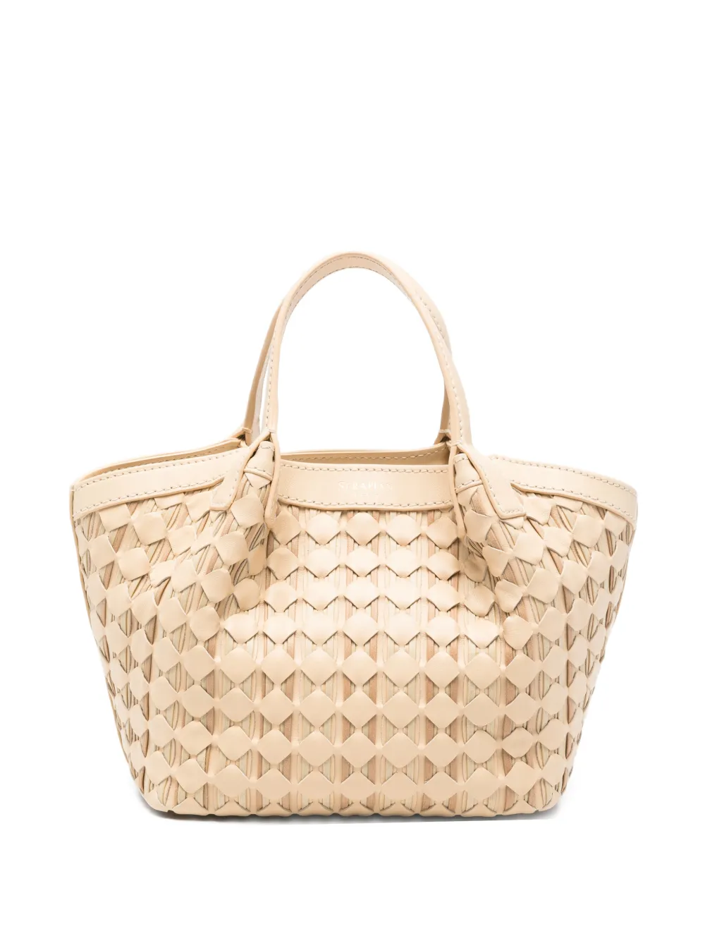 Serapian mini Secret mosaico ribbon tote bag - Toni neutri