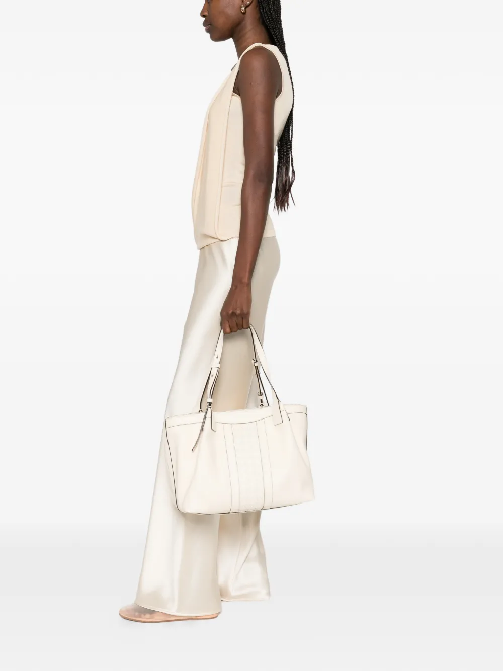 Serapian small Mosaico Secret leather tote bag - Beige