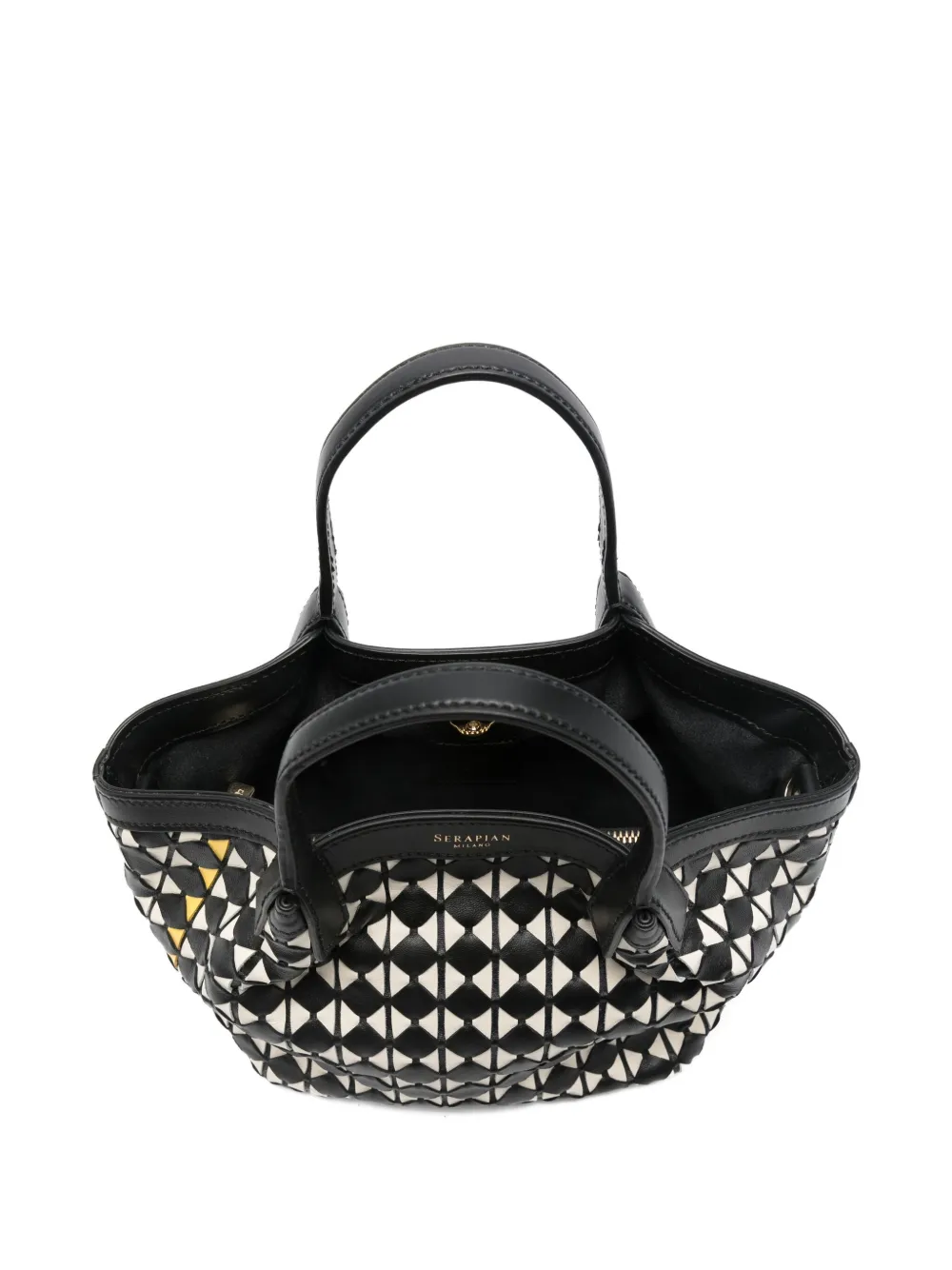 Serapian Mini Secret Mosaico Tote Bag In Black