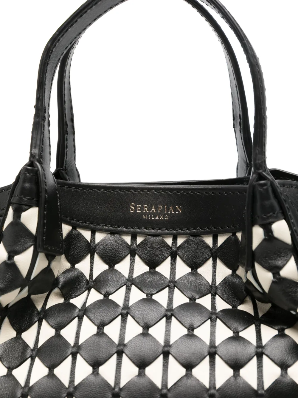 Serapian Mini Secret Mosaico Tote Bag In Black