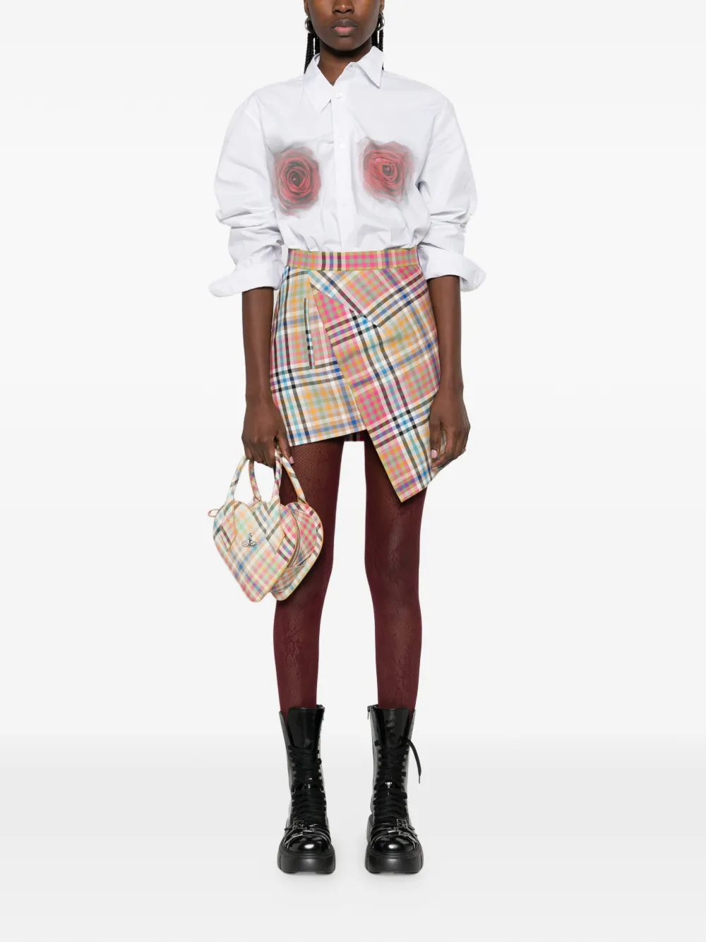 Vivienne Westwood Infinity plaid-pattern asymmetric skirt - Beige