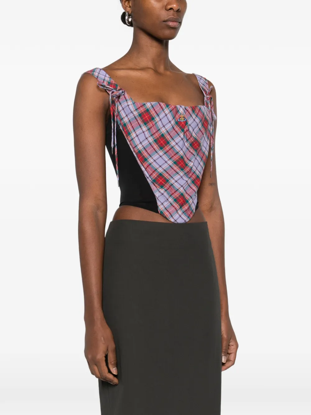 Vivienne Westwood Puppy korset met tartan ruit Paars