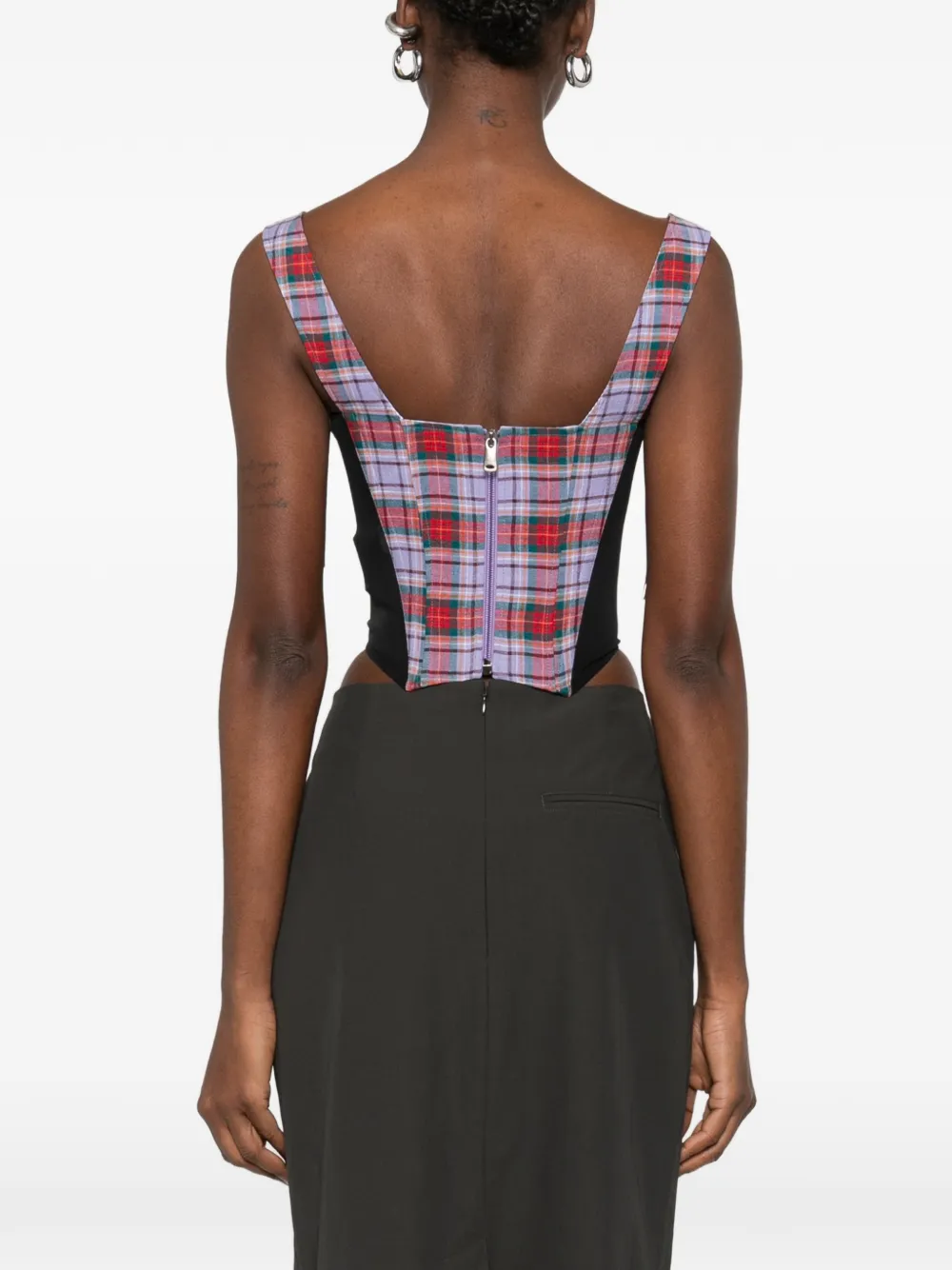 Vivienne Westwood Puppy Tartan Tie Corset | Purple | FARFETCH