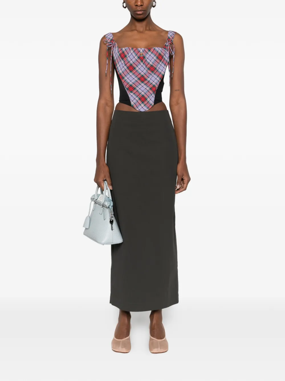 Vivienne Westwood tartan tie corset - Paars