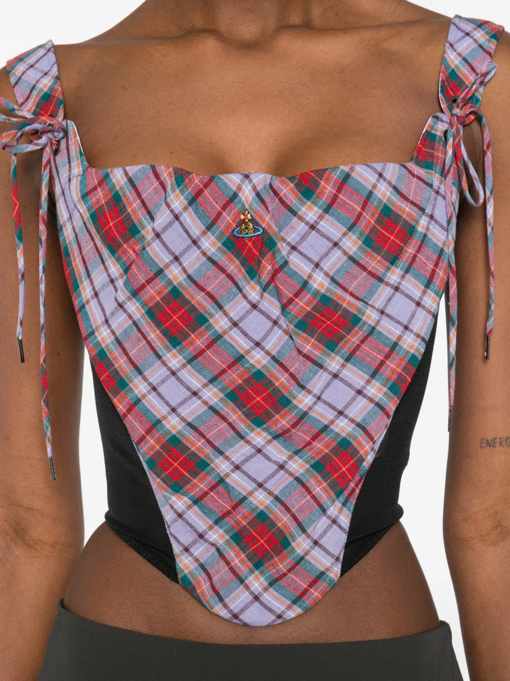 Vivienne Westwood Puppy korset met tartan ruit Paars
