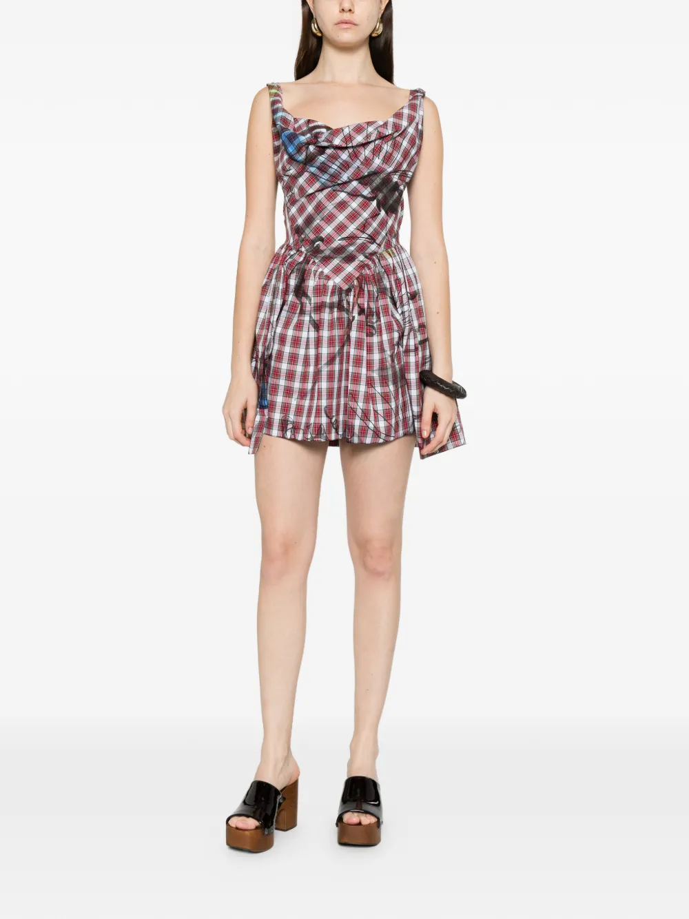 Vivienne Westwood plaid draped mini dress - Rood