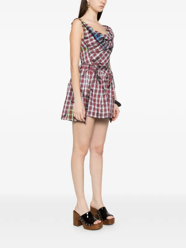 Vivienne Westwood Plaid Draped Mini Dress | Red | FARFETCH OM
