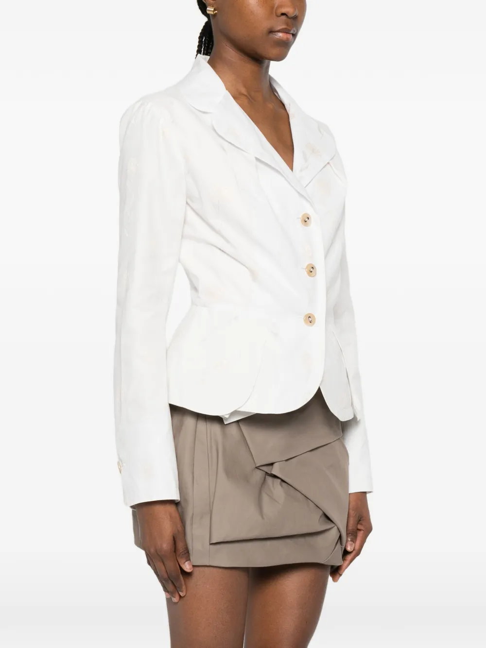 Vivienne Westwood Embroidered-flower Button Jacket in White, view 3