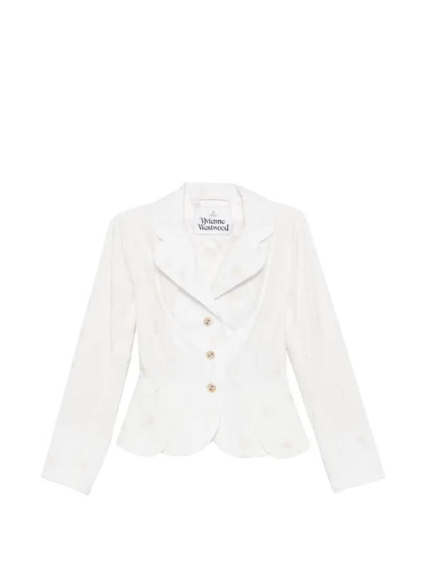 Vivienne Westwood Embroidered-flower Button Jacket in White