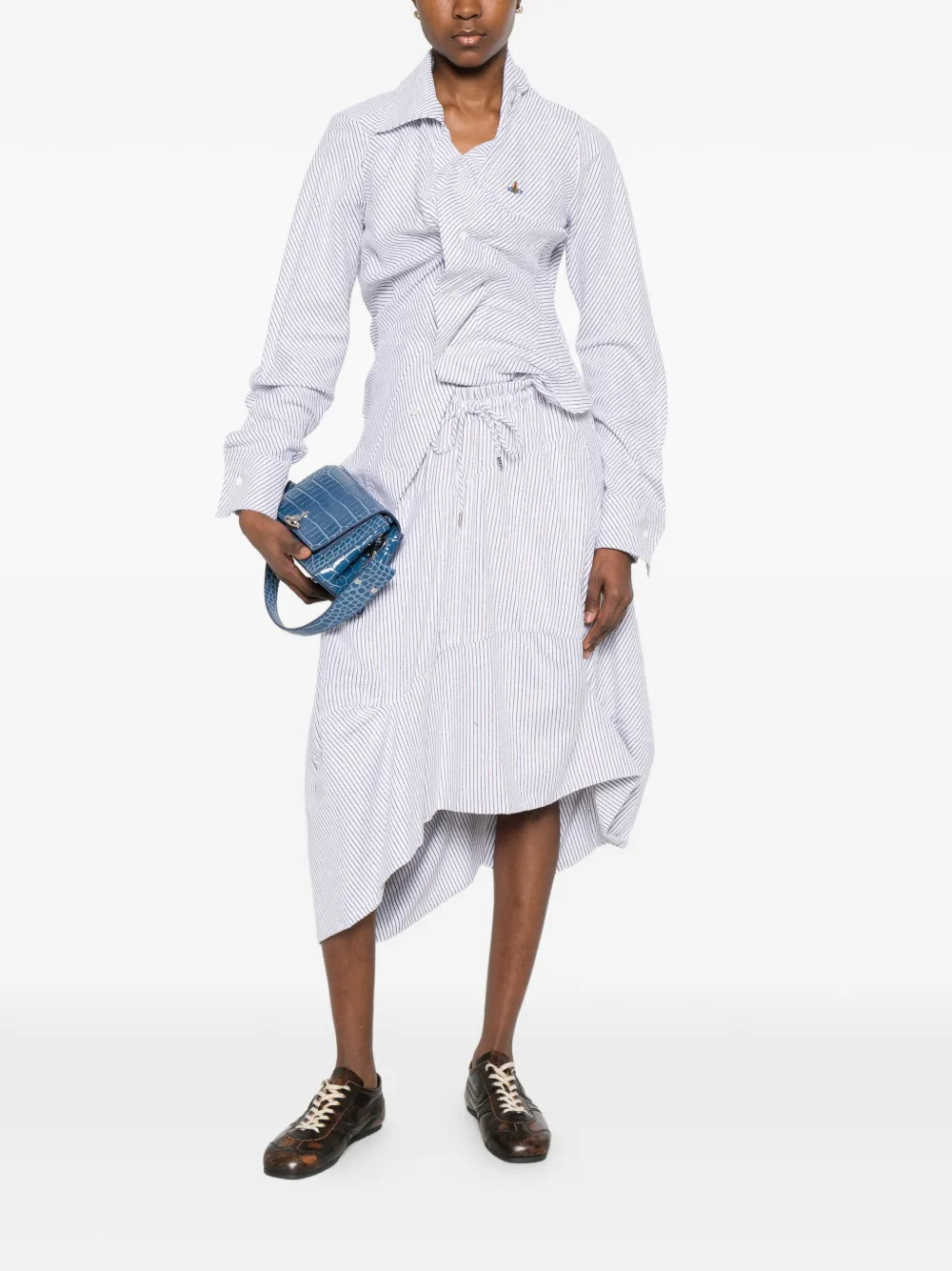 Vivienne Westwood Gestreepte midi-rok met trekkoord Wit