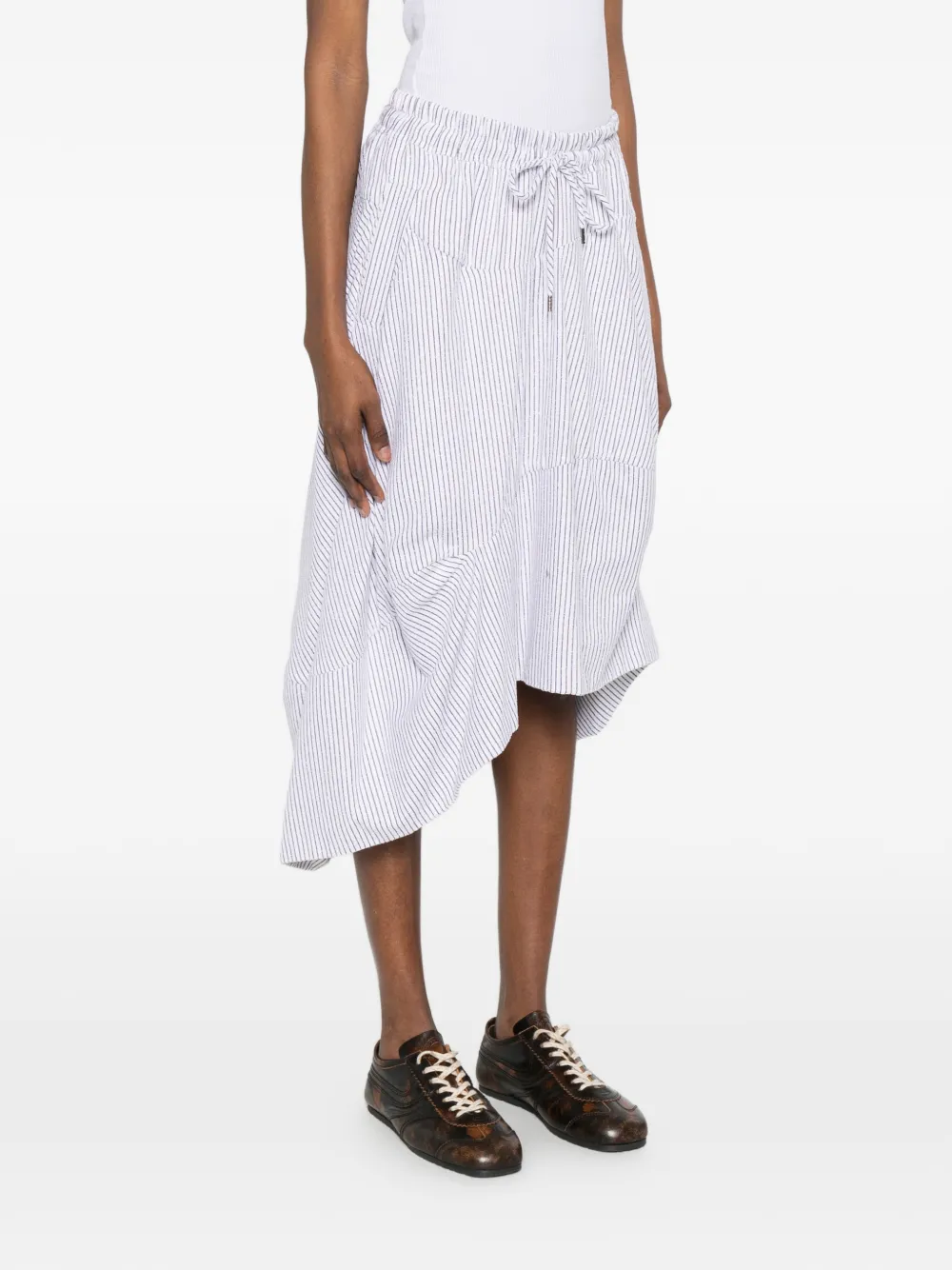 Vivienne Westwood Gestreepte midi-rok met trekkoord Wit
