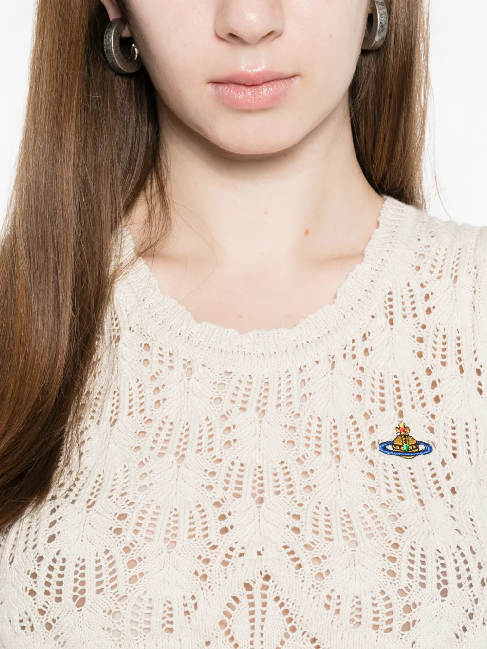 Vivienne Westwood Ella opengewerkte spencer Beige