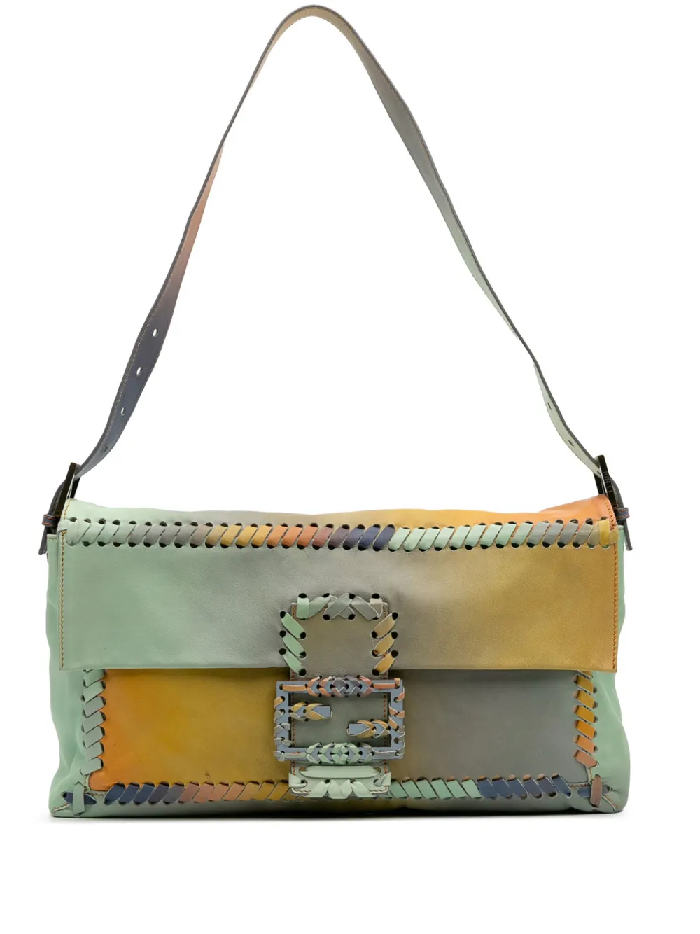 Fendi Pre-Owned 2015 Large Multicolor Leather Whipstitch Baguette Fendi Pre-Owned 2015 Large Multicolor Leather Whipstitch Baguette