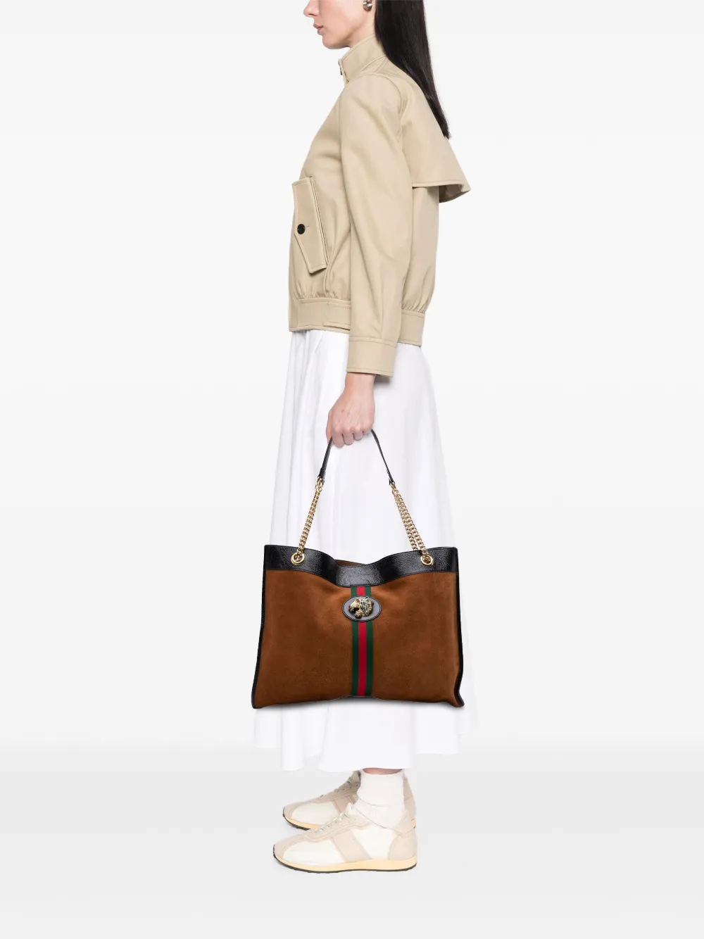 Gucci Pre-Owned 2016-2025 Large Web Suede Rajah tote bag | Pre-Owned | Image 2
