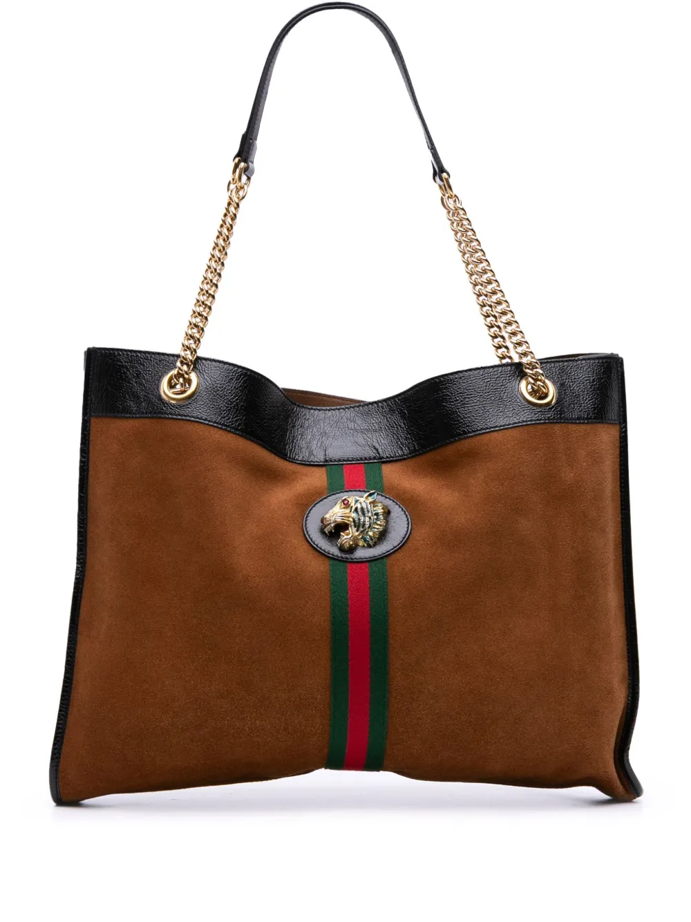 Gucci Pre-Owned 2016-2025 Large Web Suede Rajah tote bag - ブラック Gucci Pre-Owned 2016-2025 Large Web Suede Rajah tote bag - ブラック