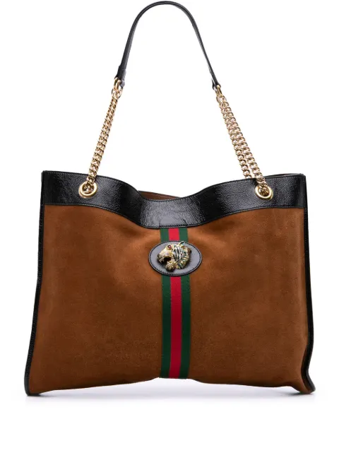 Gucci Pre-Owned 2016-2025 Large Web Suede Rajah tote bag