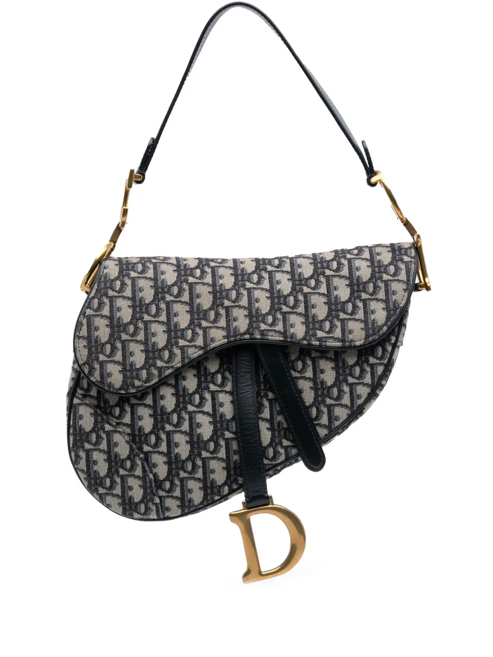 Christian Dior Pre-Owned 2018 オブリーク キャンバス サドル ショルダーバッグ - ブルー Christian Dior Pre-Owned 2018 オブリーク キャンバス サドル ショルダーバッグ - ブルー