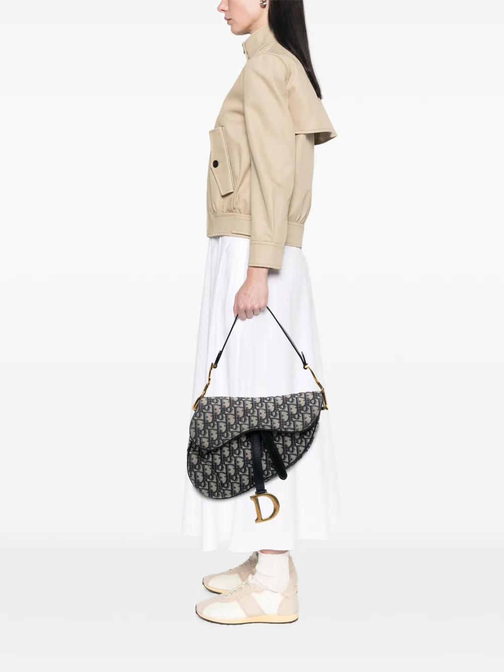 Pre-owned Dior 2018 Oblique Canvas Saddle Bag Shoulder Bag In Blue