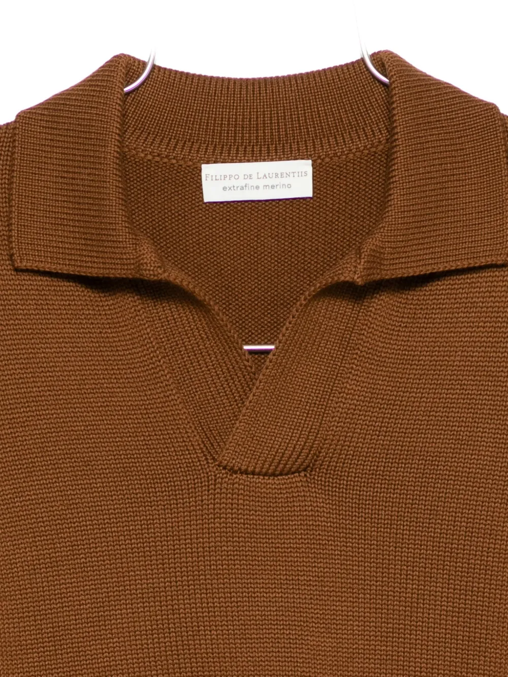 Filippo De Laurentiis Polo-collar Wool Sweater In Brown