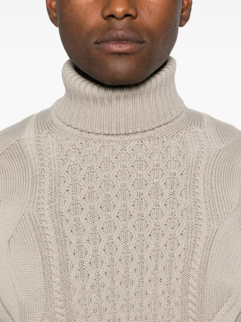 Luigi-gentile Cable-knit Roll-neck Sweater In Neutral