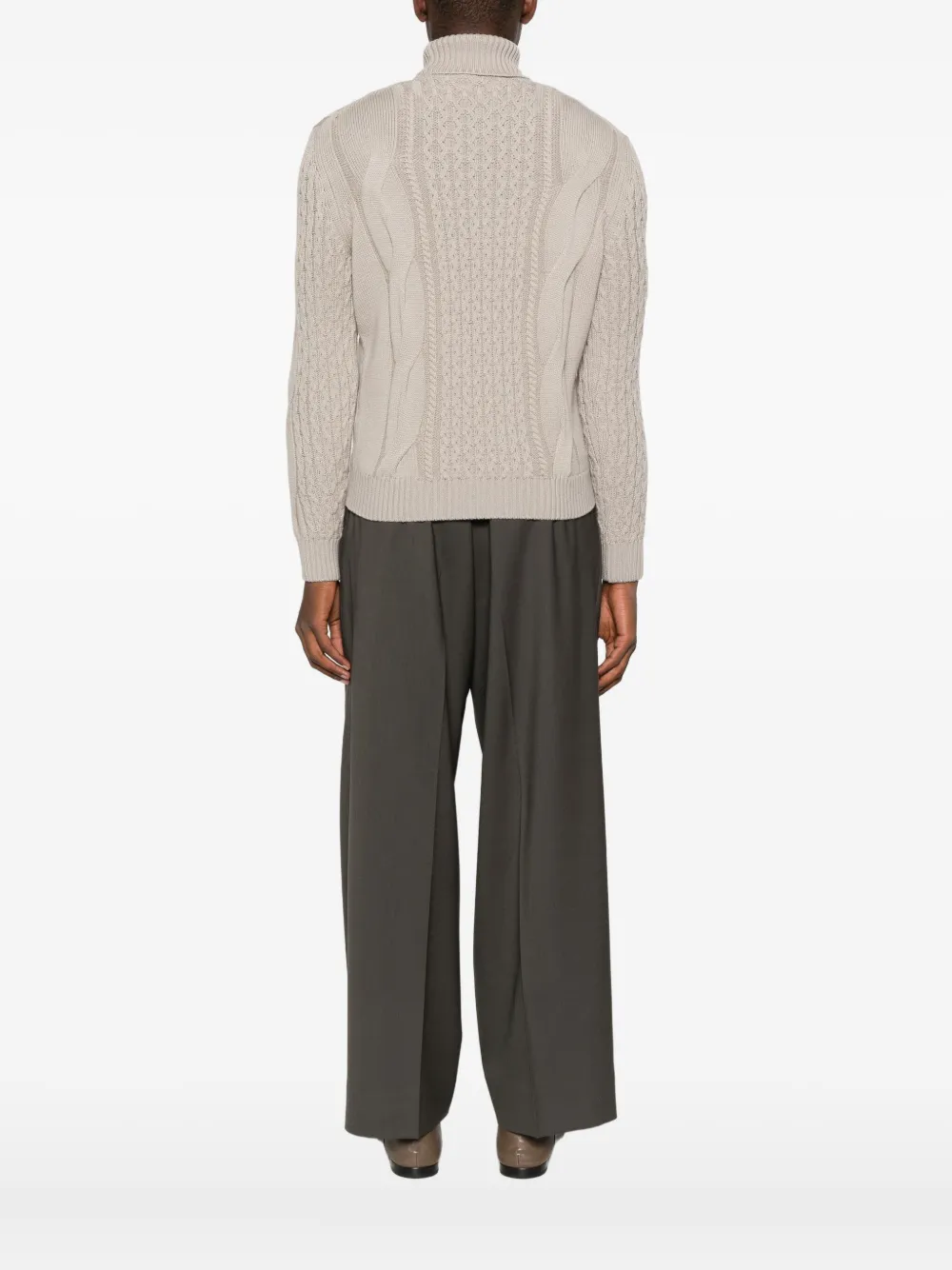 Luigi-gentile Cable-knit Roll-neck Sweater In Neutral