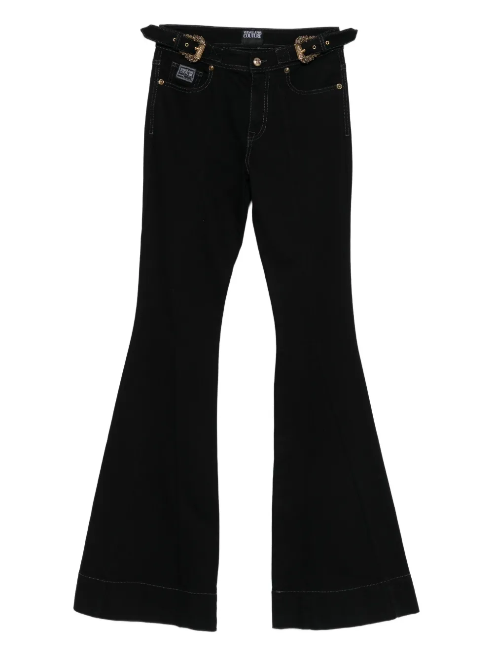 Versace Jeans Couture Pantaloni svasati con fibbia - Nero