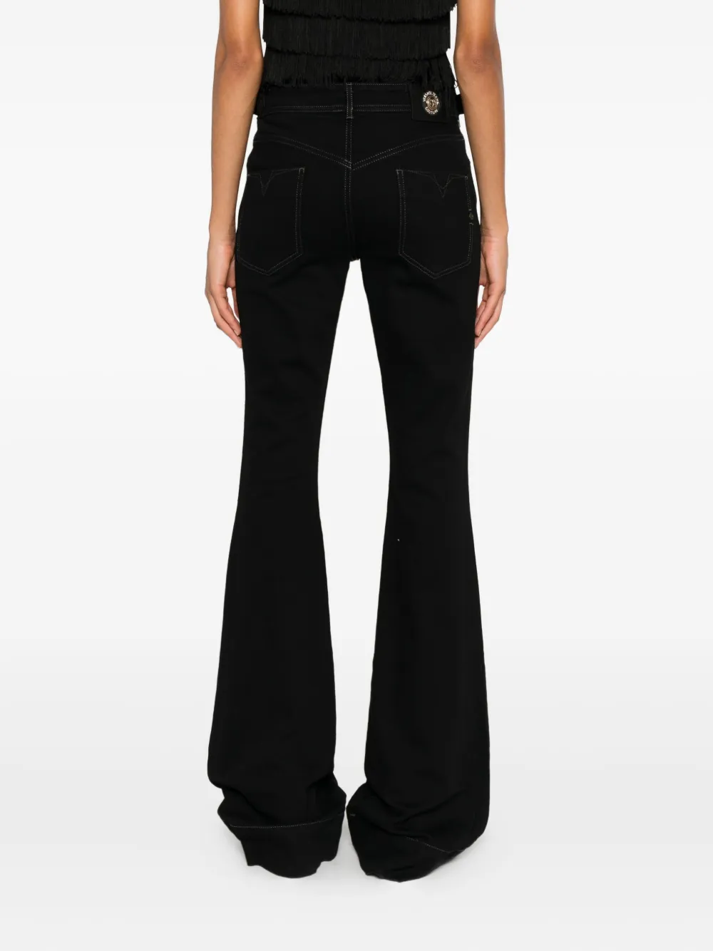 Versace Jeans Couture Flared broek met gesp Zwart