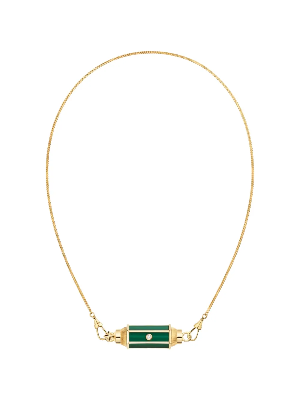 Marie Lichtenberg Baby Locket diamond and malachite necklace - Oro