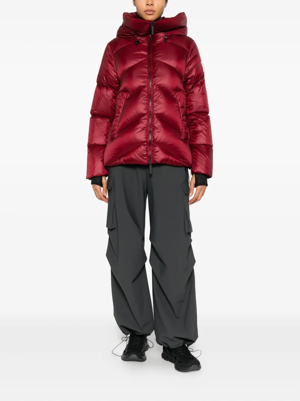 After Label Helsinki Hooded Quilted Jacket In Red