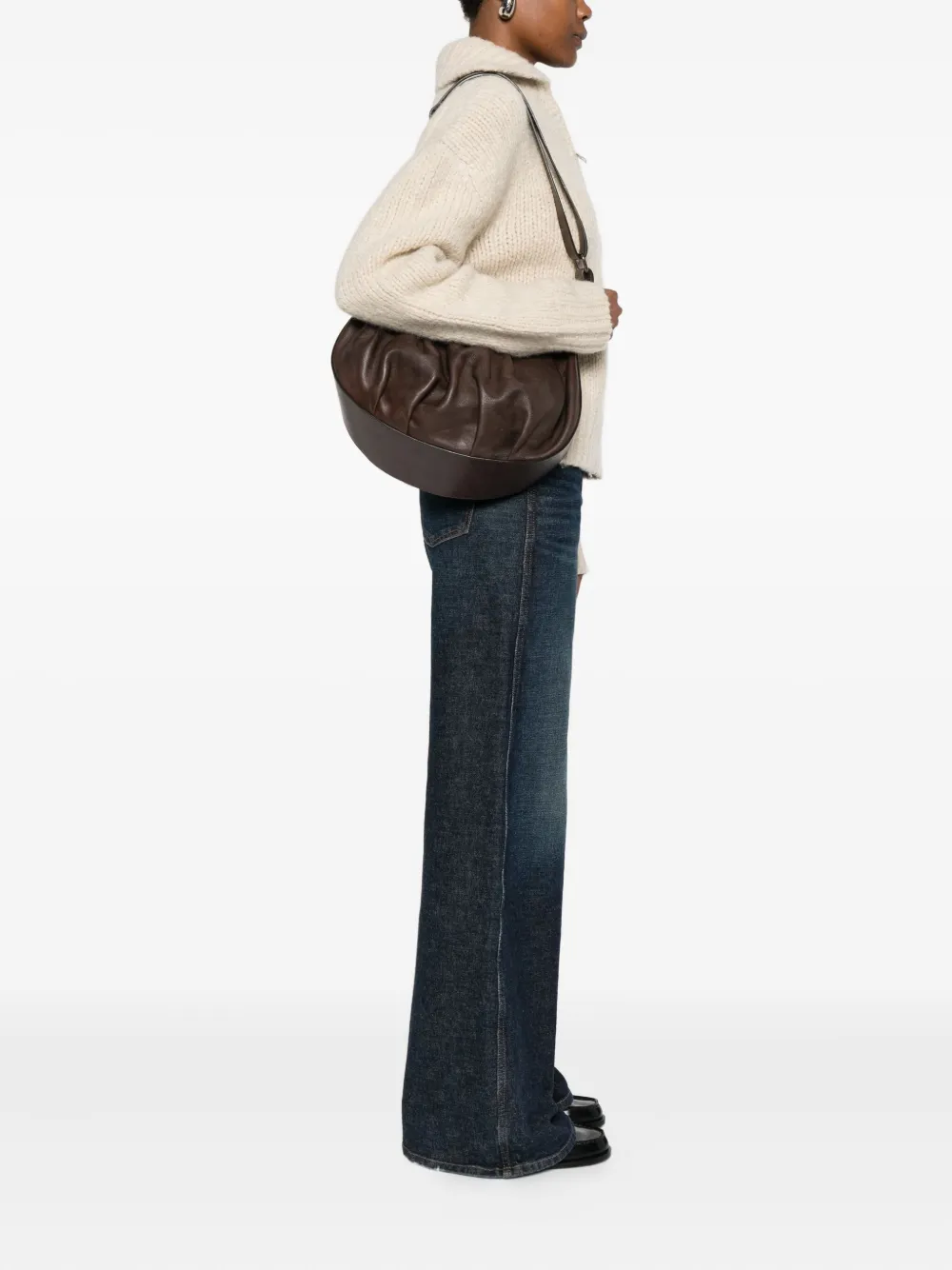 Reptile's House gathered leather shoulder bag - Bruin