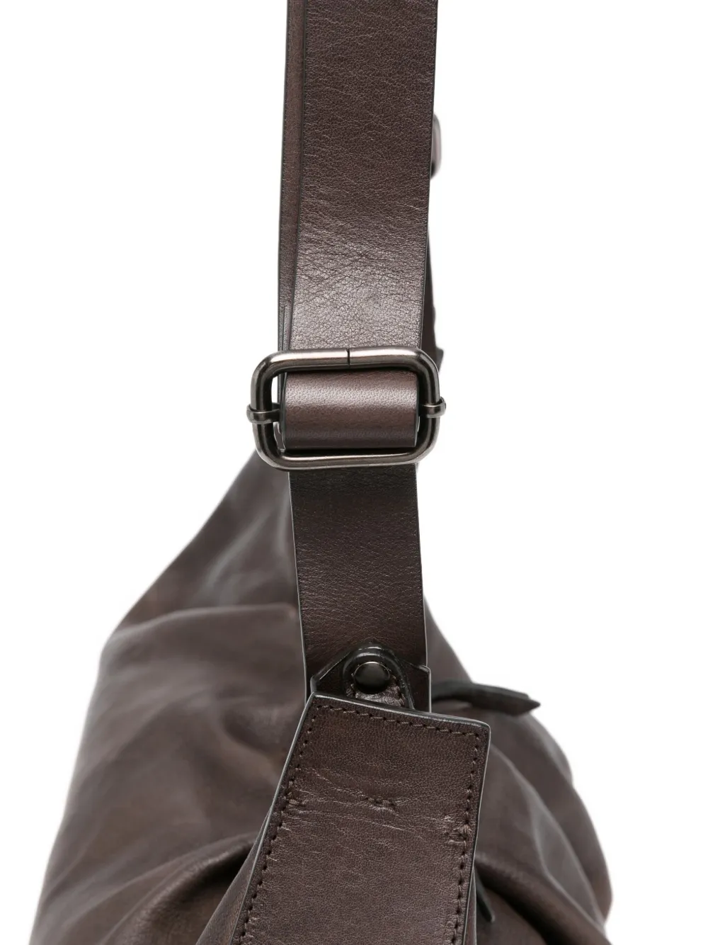Gathered Leather Shoulder Bag