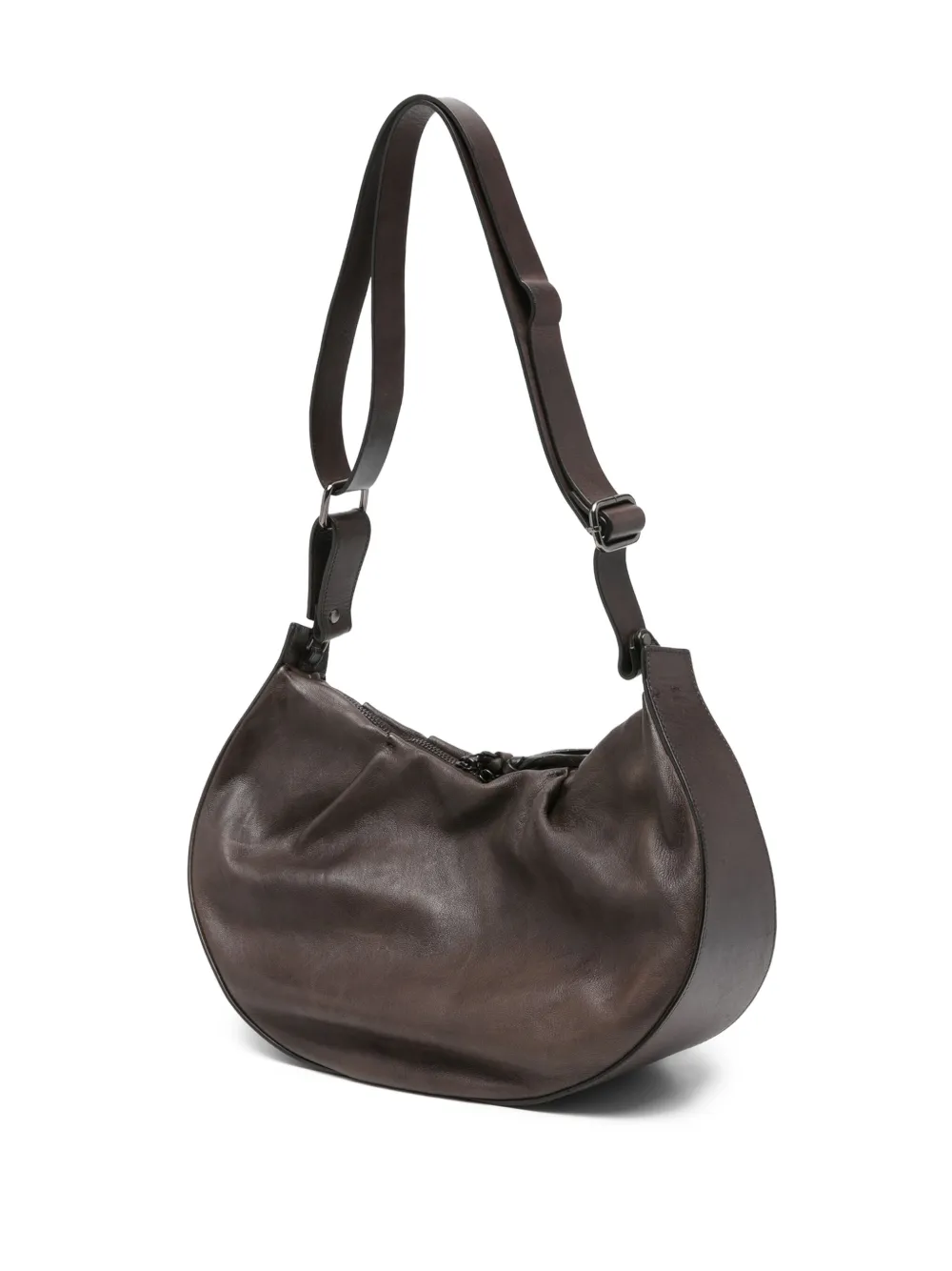 Gathered Leather Shoulder Bag