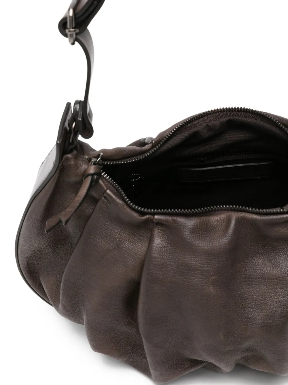 Gathered Leather Shoulder Bag